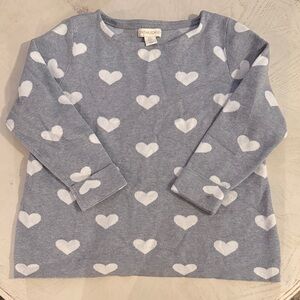 Cynthia Rowley Cozy Soft Grey Knit Top With White Heart Pattern - Medium